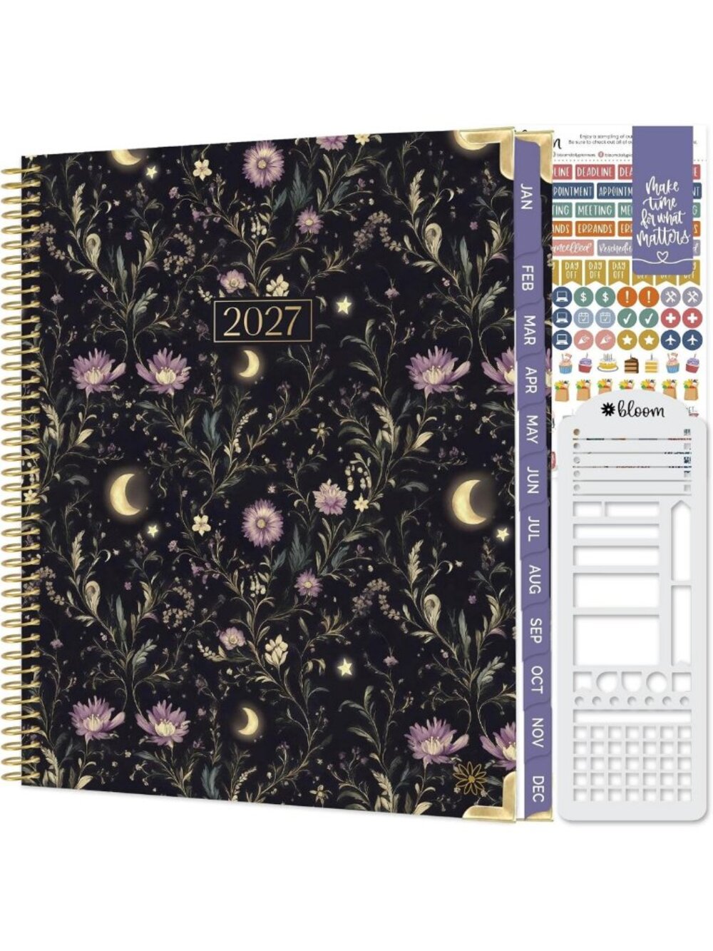 2027 Hardcover Planner & Stencil - 8.5” x 11" Monthly/Weekly Goal Planner for